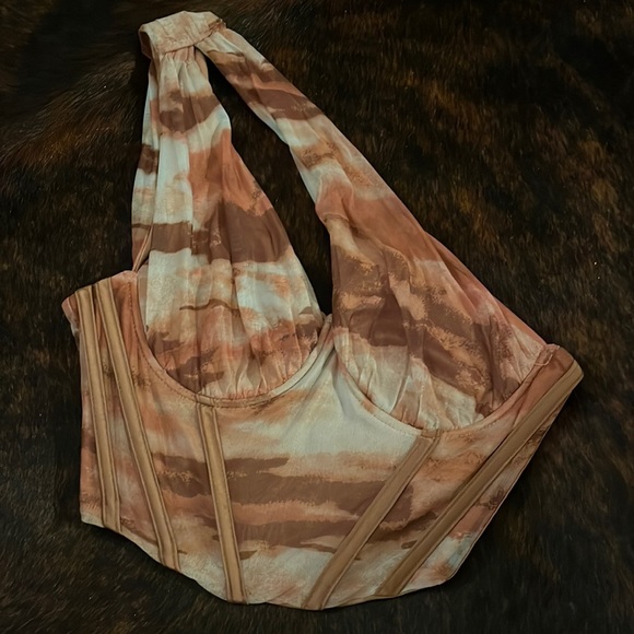 Brown and tan crop top corset size small - Picture 1 of 5